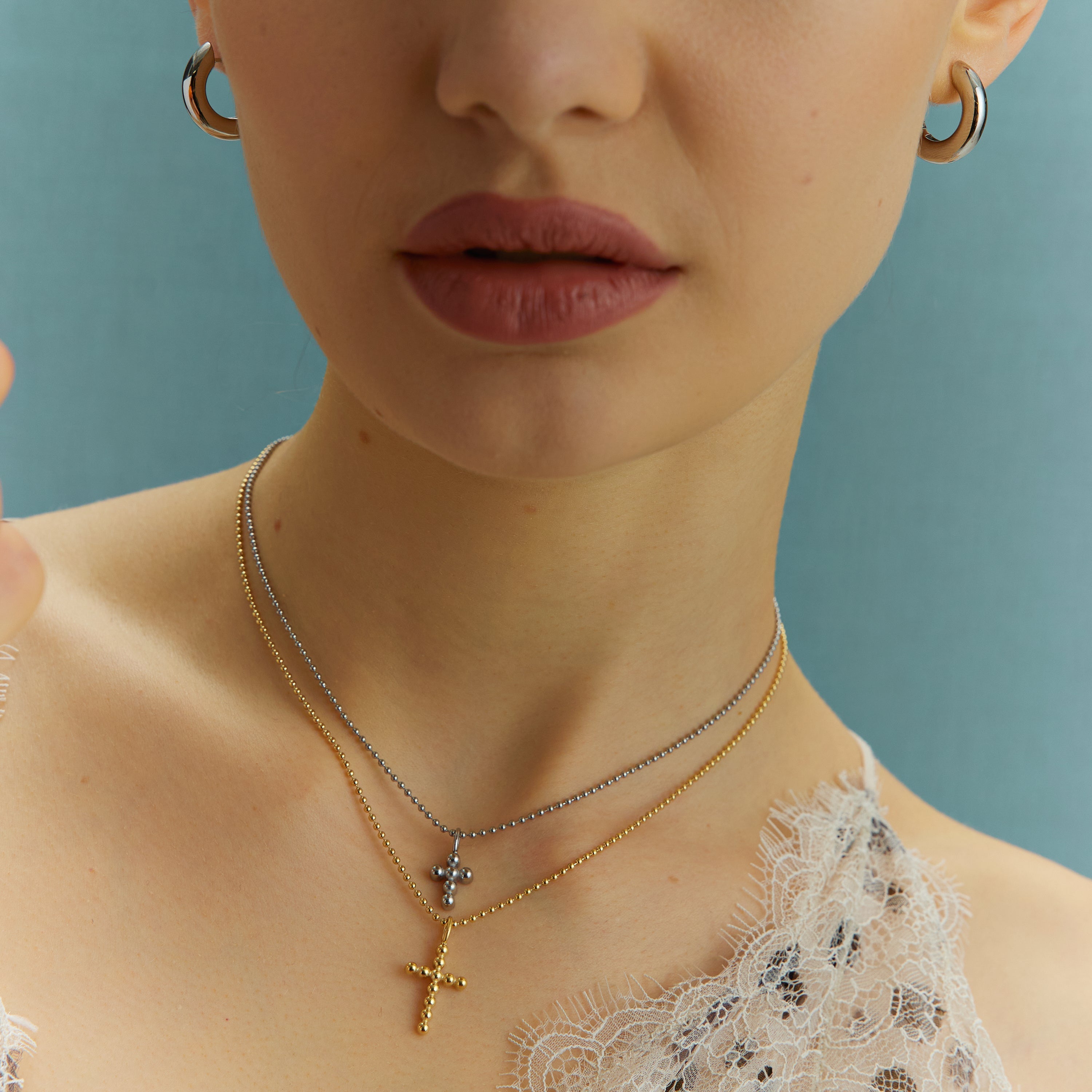 Mini Beaded Cross Pendant