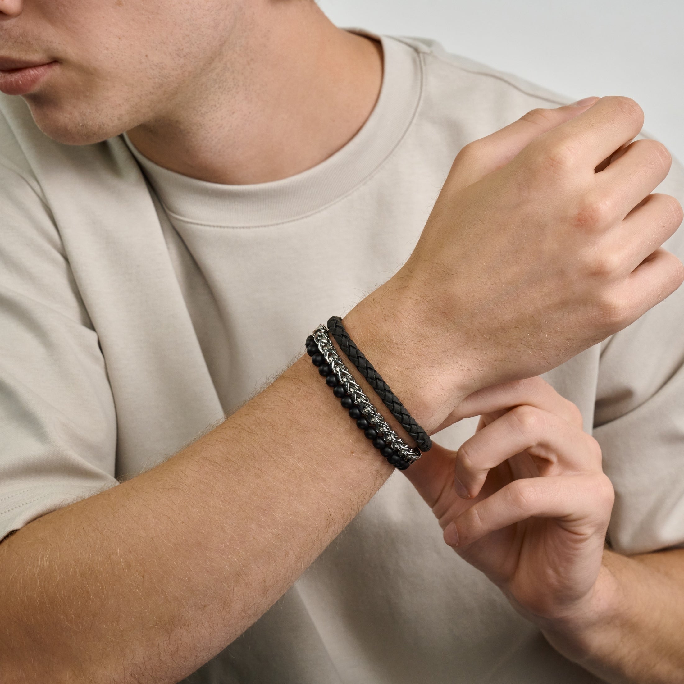 Black Leather Bracelet | 6MM