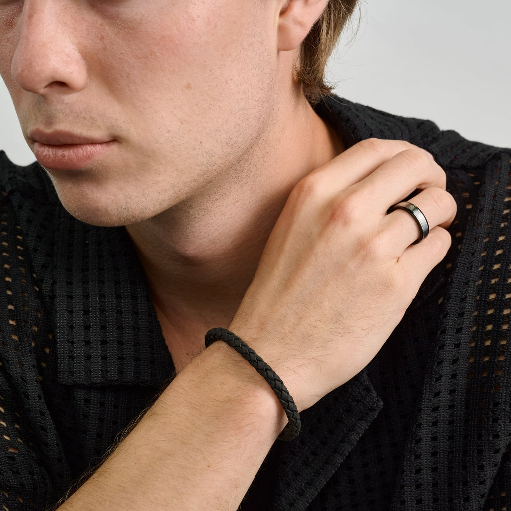 Black Leather Bracelet | 6MM
