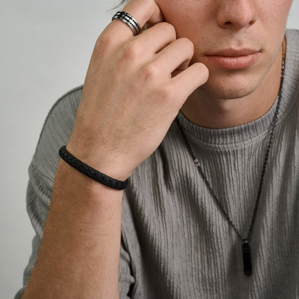 8mm Flat Leather Bracelet