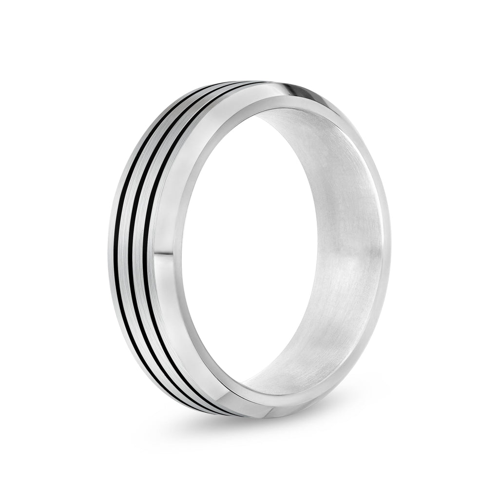 Black Lined Beveled Edge Band