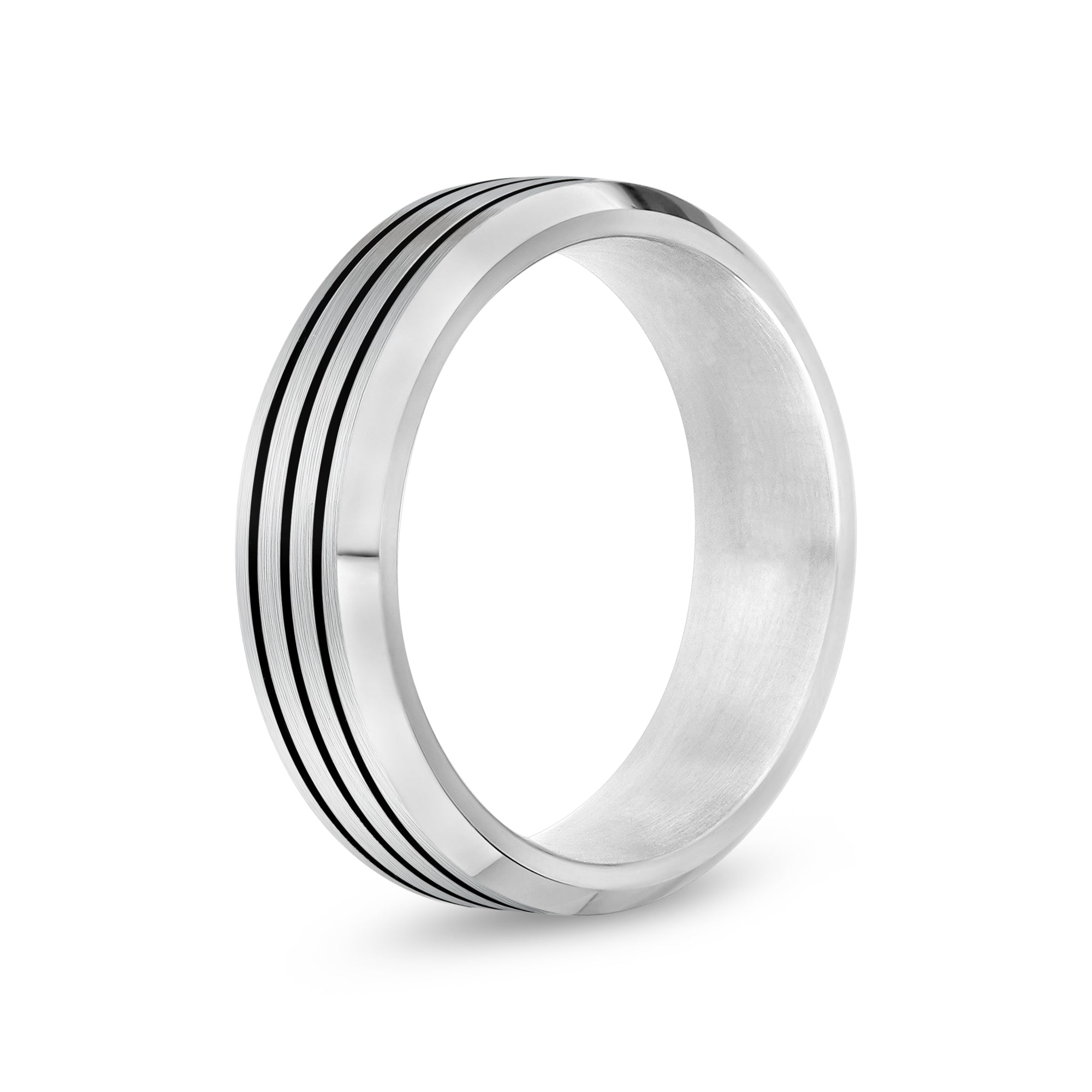 Black Lined Beveled Edge Band