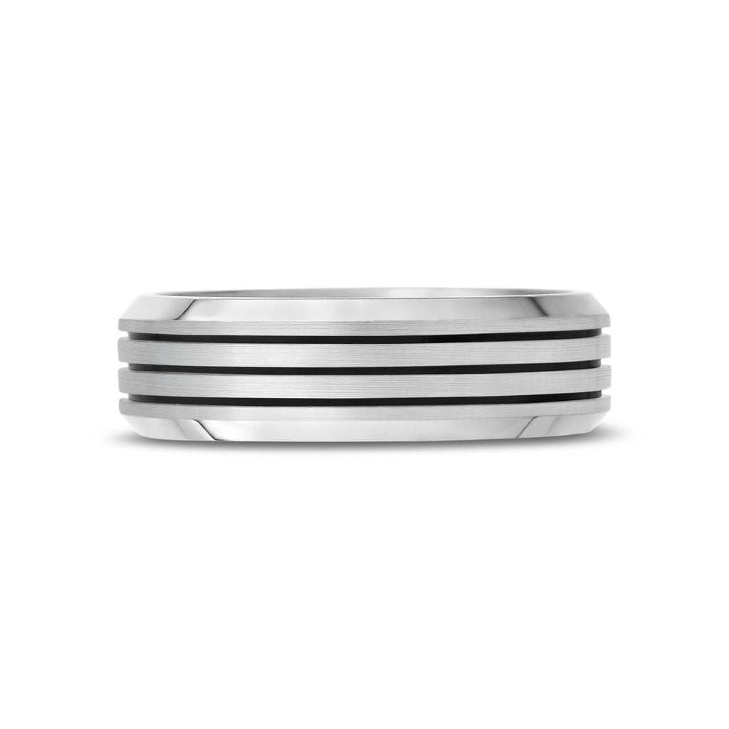 Black Lined Beveled Edge Band