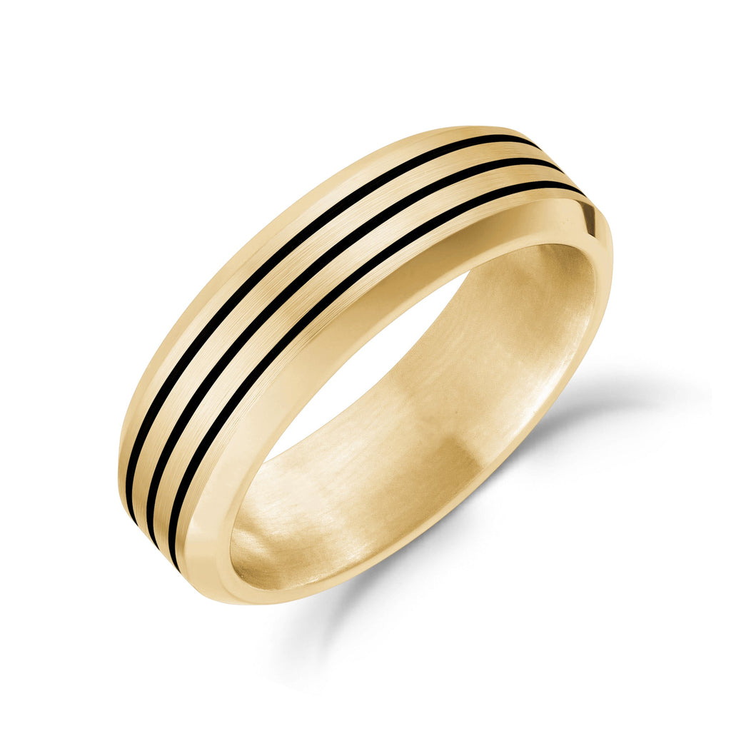 Black Lined Beveled Edge Band