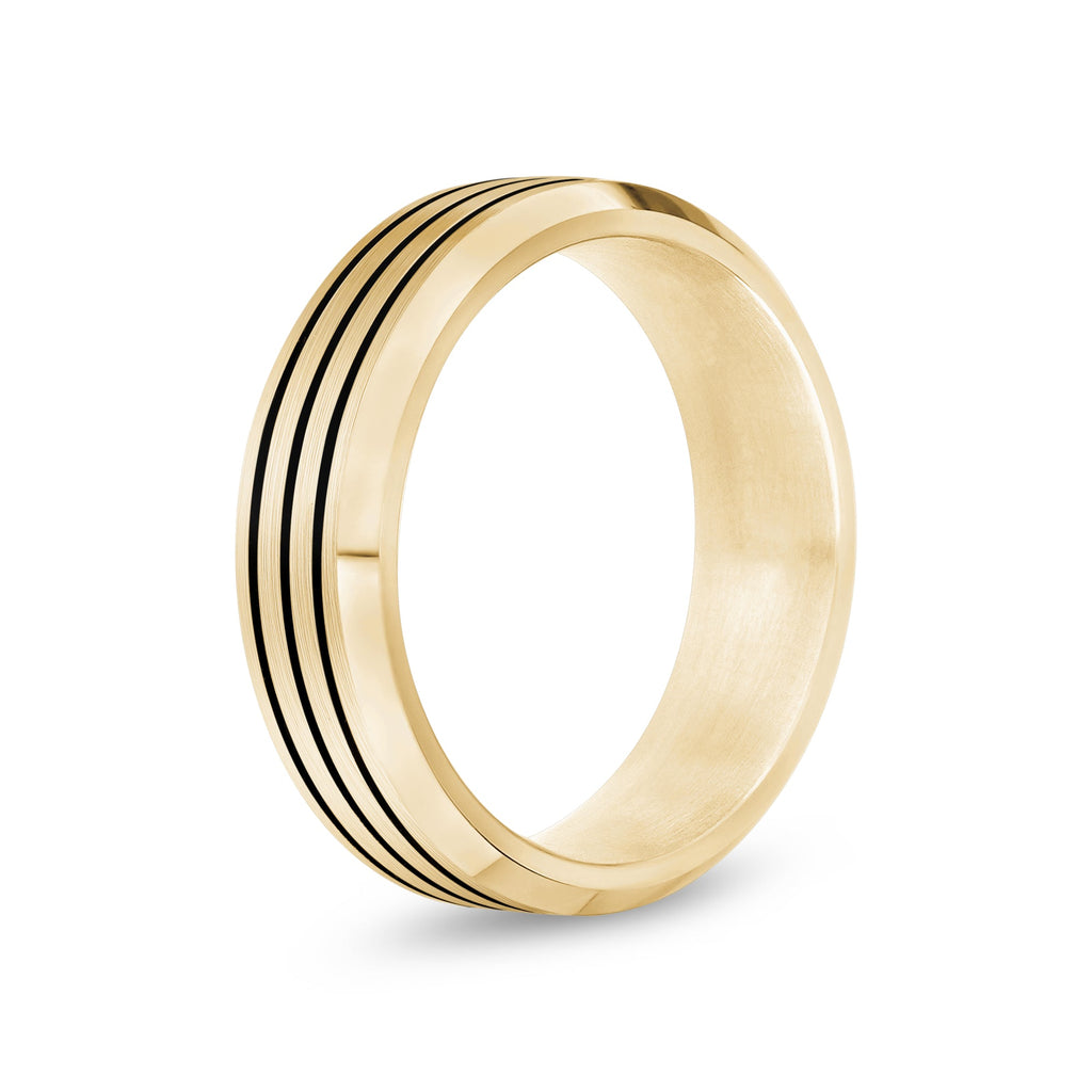 Black Lined Beveled Edge Band