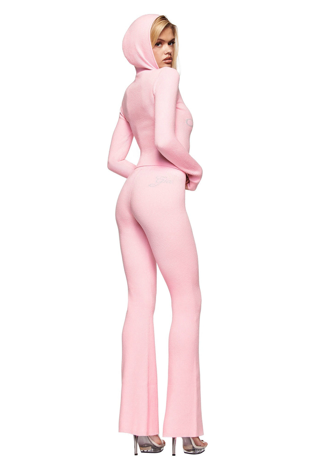 BLARE KNIT HOODIE - PINK