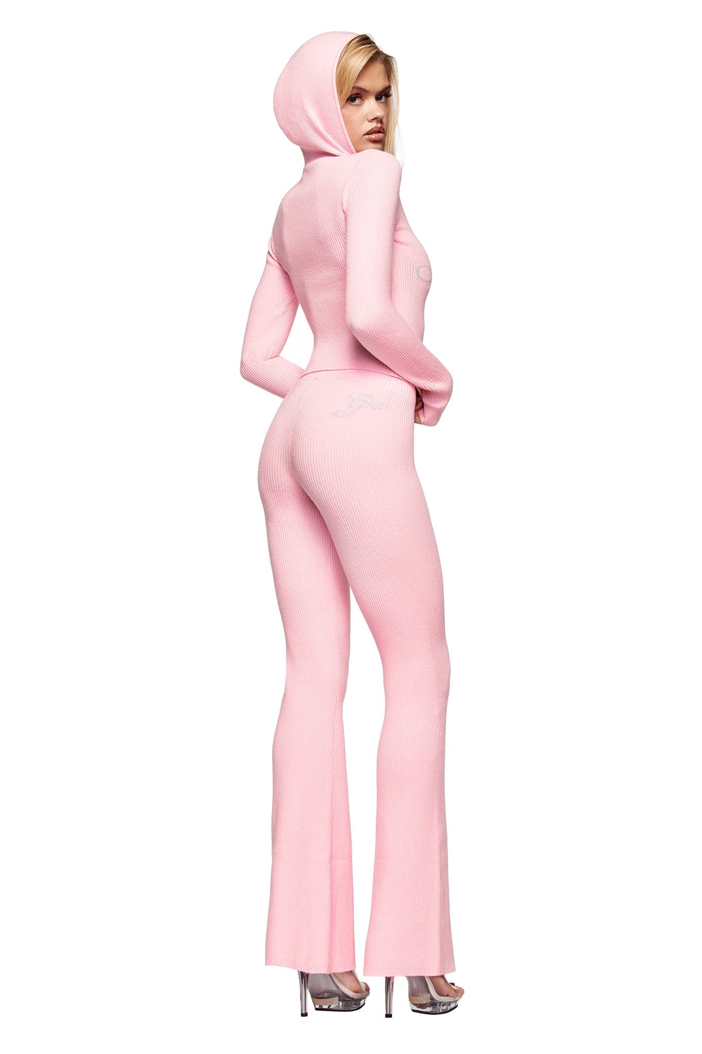 BLARE KNIT HOODIE - PINK