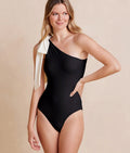 The Long Torso Bow-Shoulder Ruched Sidestroke - Sea Urchin & White Sand