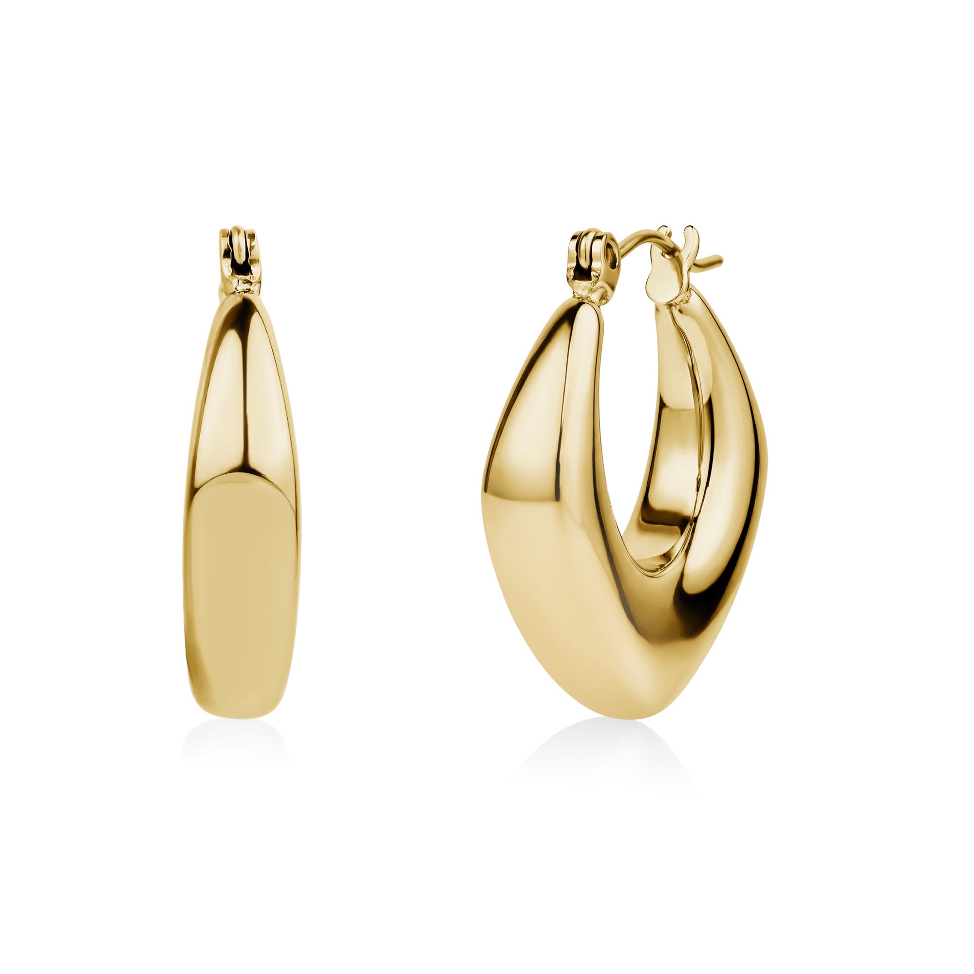 Modern Diamond Form Hoop Earrings