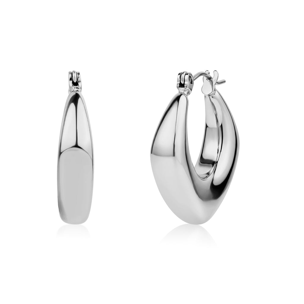 Modern Diamond Form Hoop Earrings