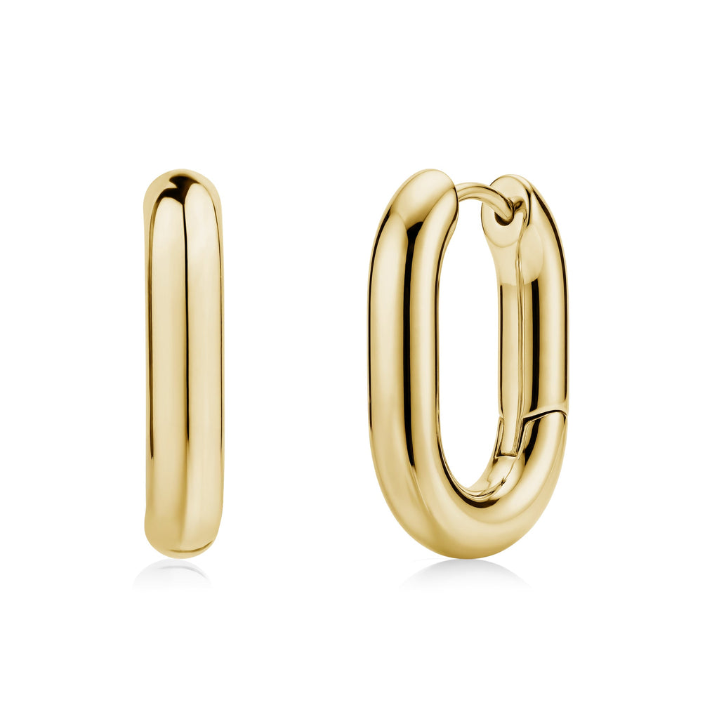 Thick Oval Hoop Earrings