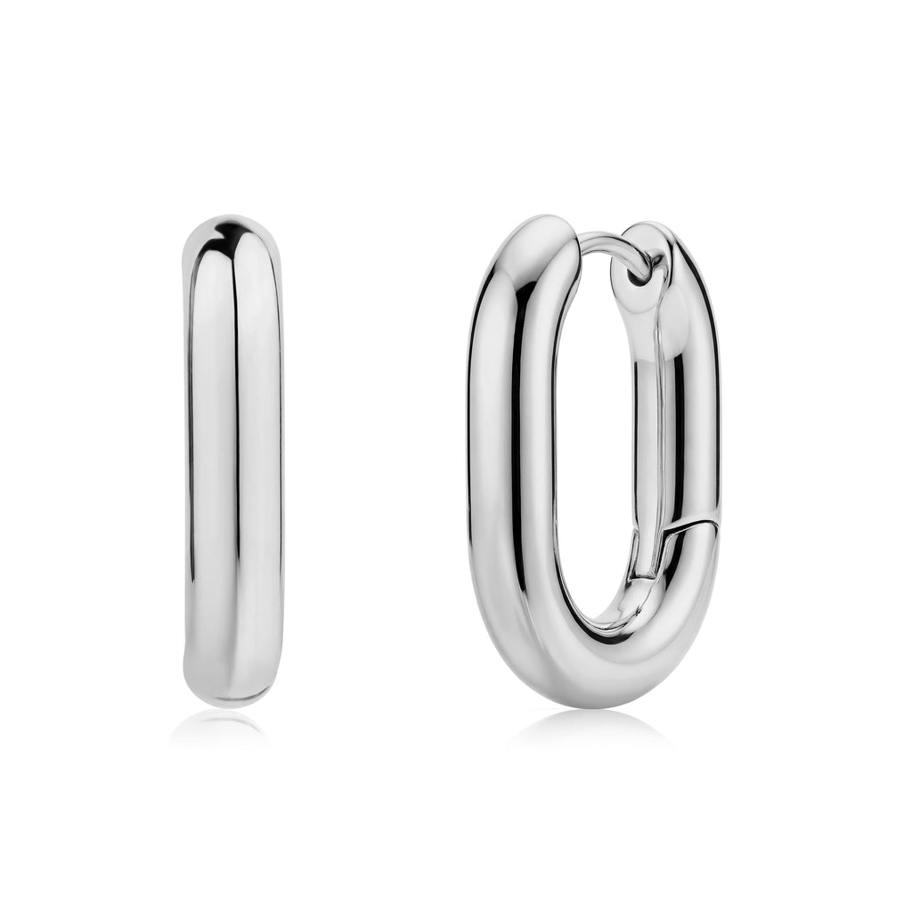 Thick Oval Hoop Earrings