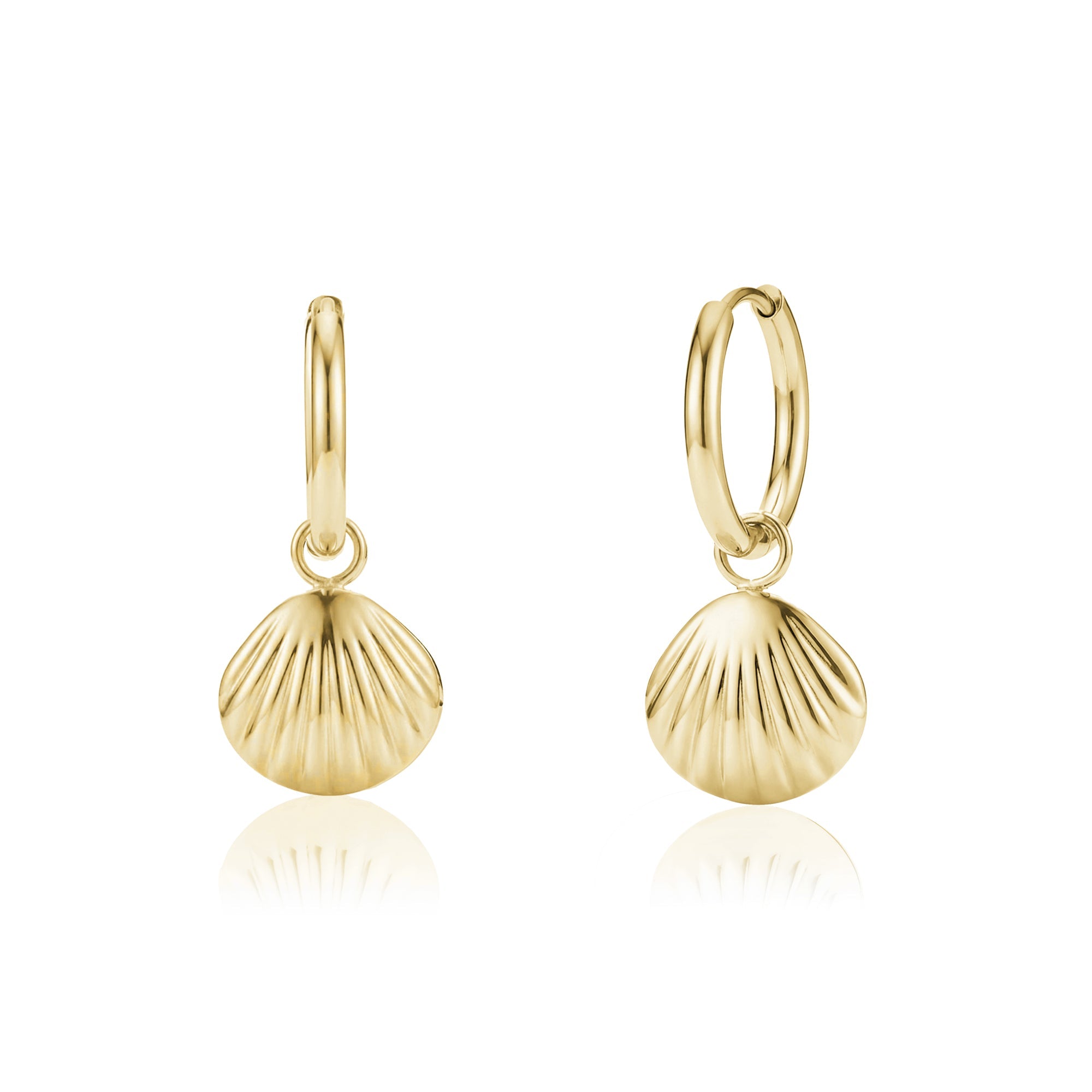 Seashell Charm Hoop Earrings