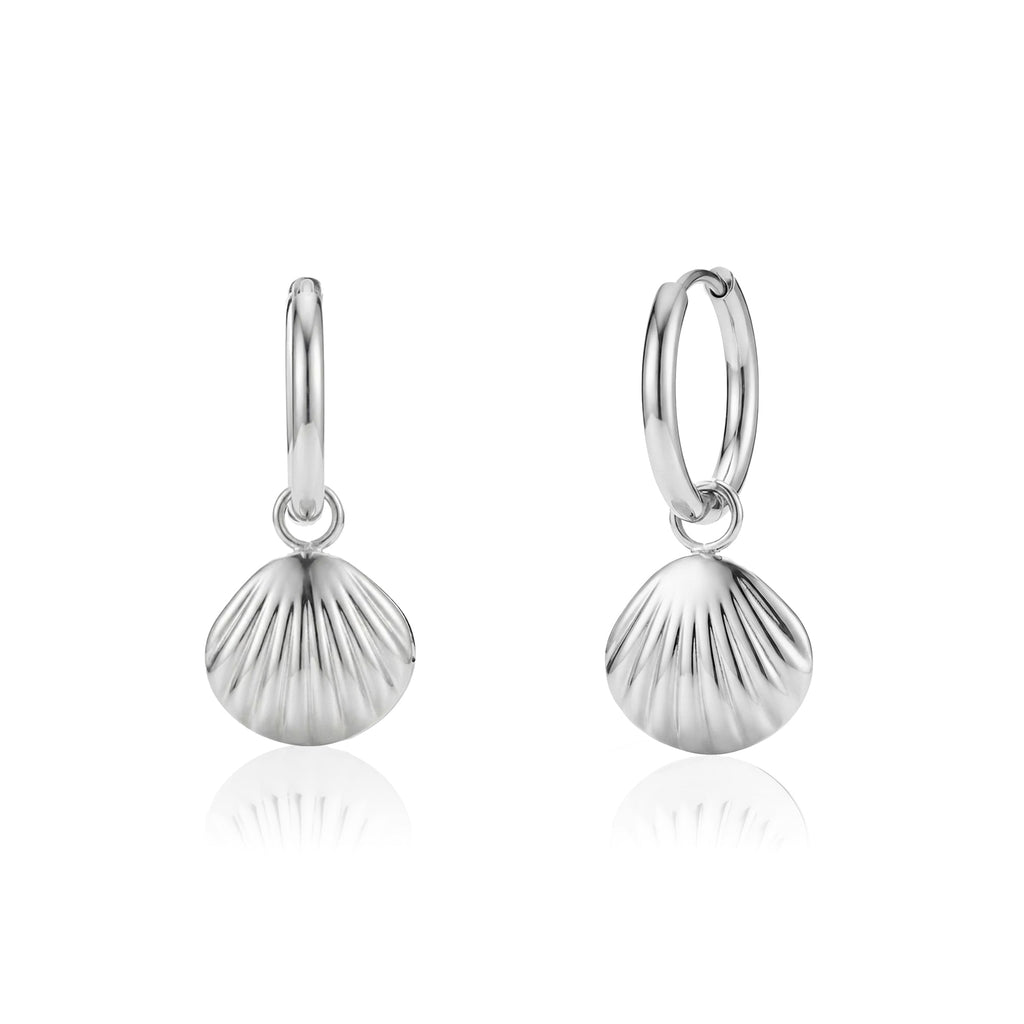 Seashell Charm Hoop Earrings
