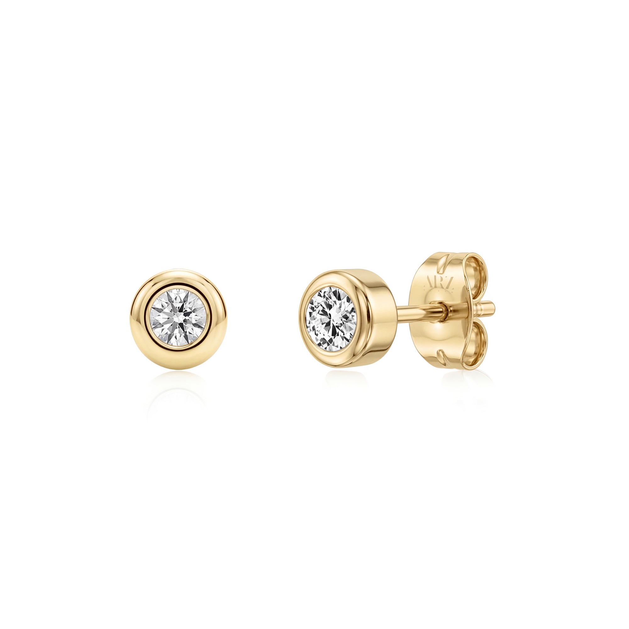 Bezel Set Round Stud Earrings
