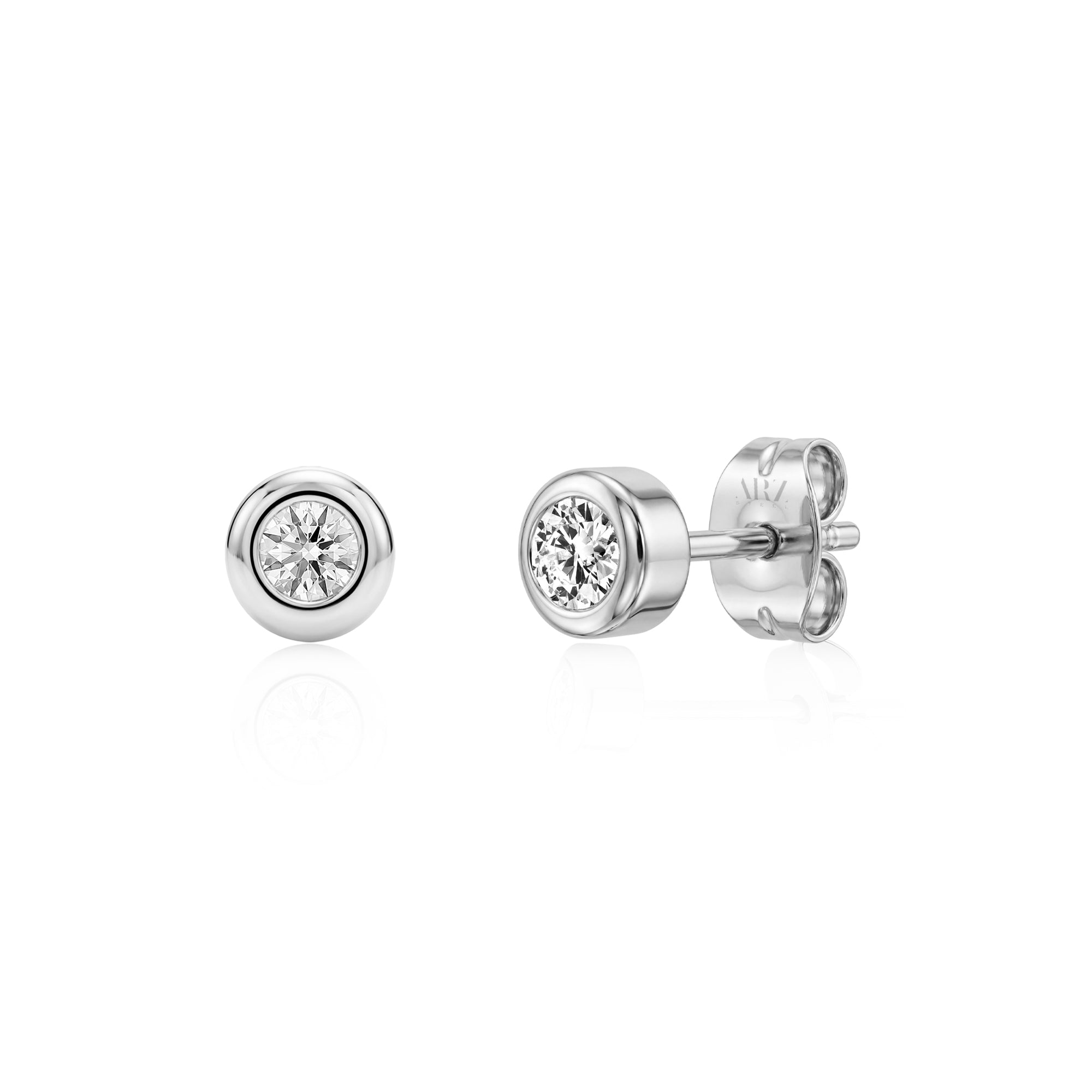 Bezel Set Round Stud Earrings