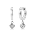 Bezel Drop Huggie Hoop Earrings