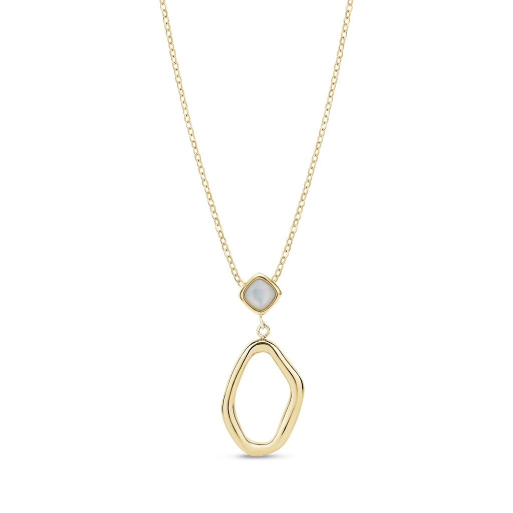 Fluid Drop Mother of Pearl Pendant Necklace