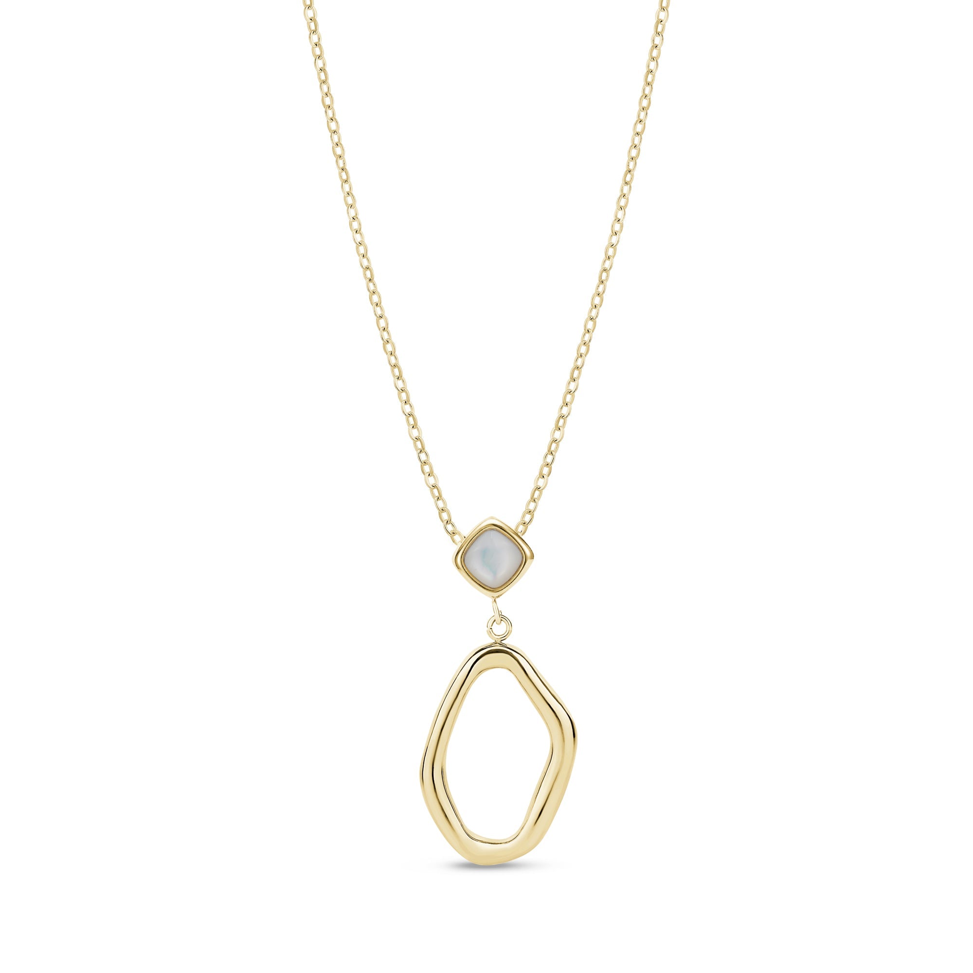 Fluid Drop Mother of Pearl Pendant Necklace