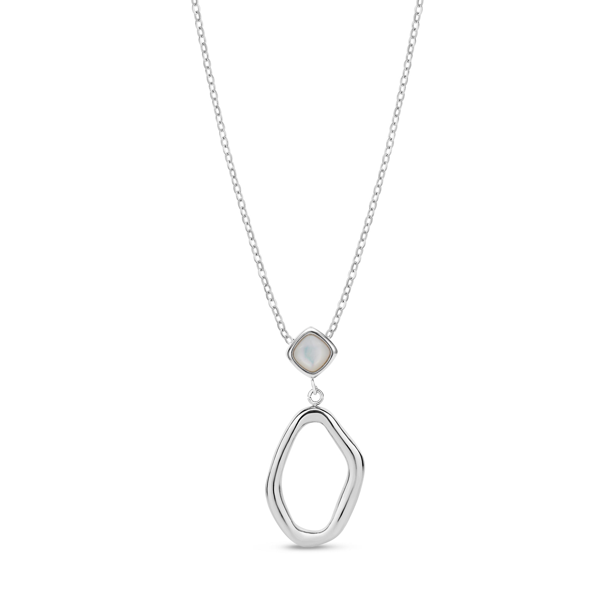 Fluid Drop Mother of Pearl Pendant Necklace
