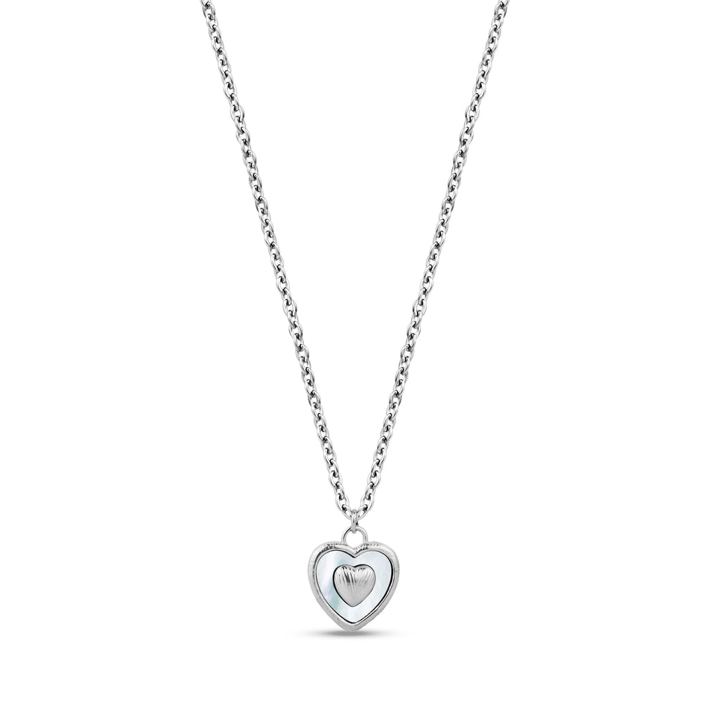 Textured Heart Pendant Necklace