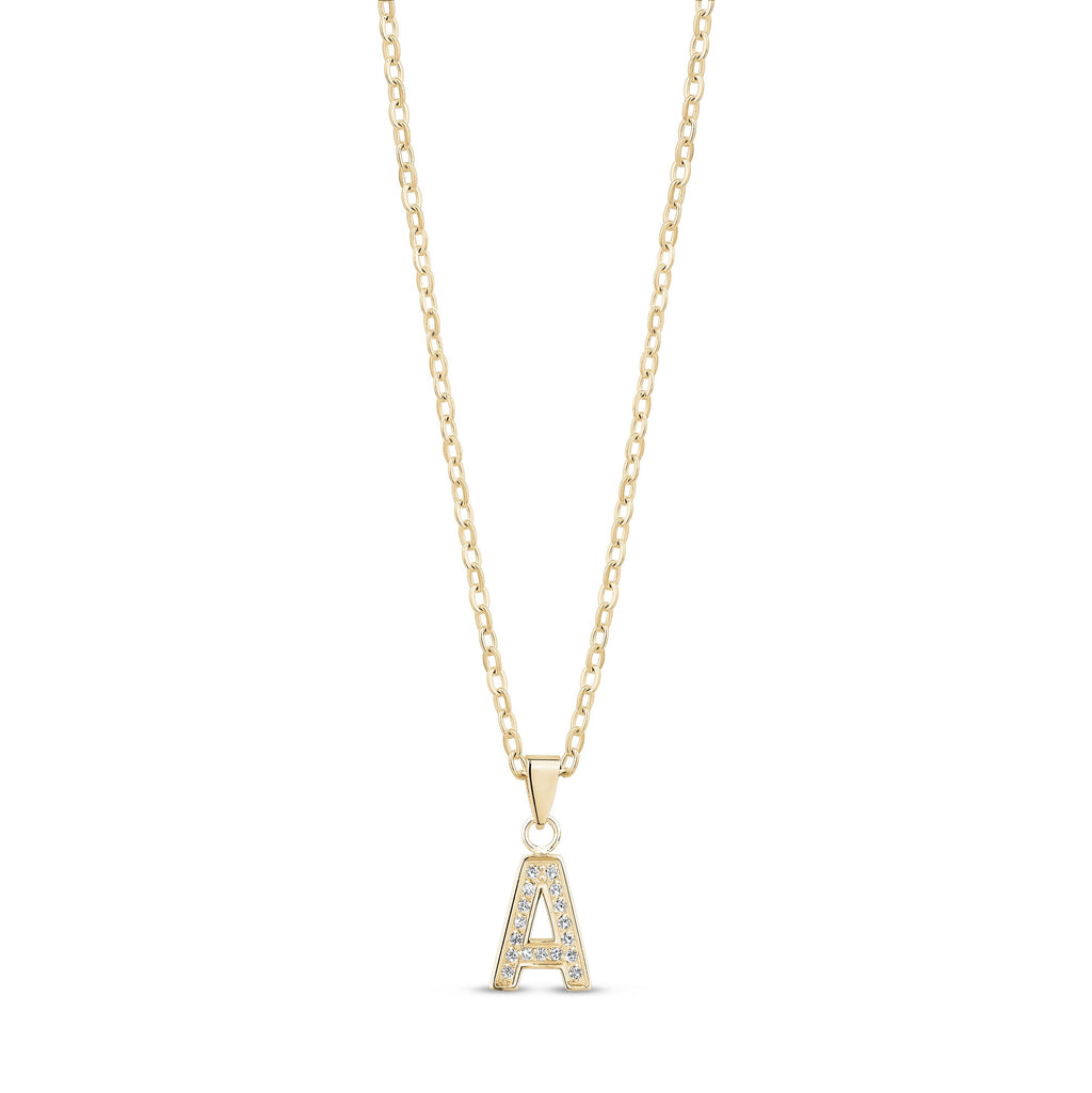Stone-Set Initial Gold Pendant