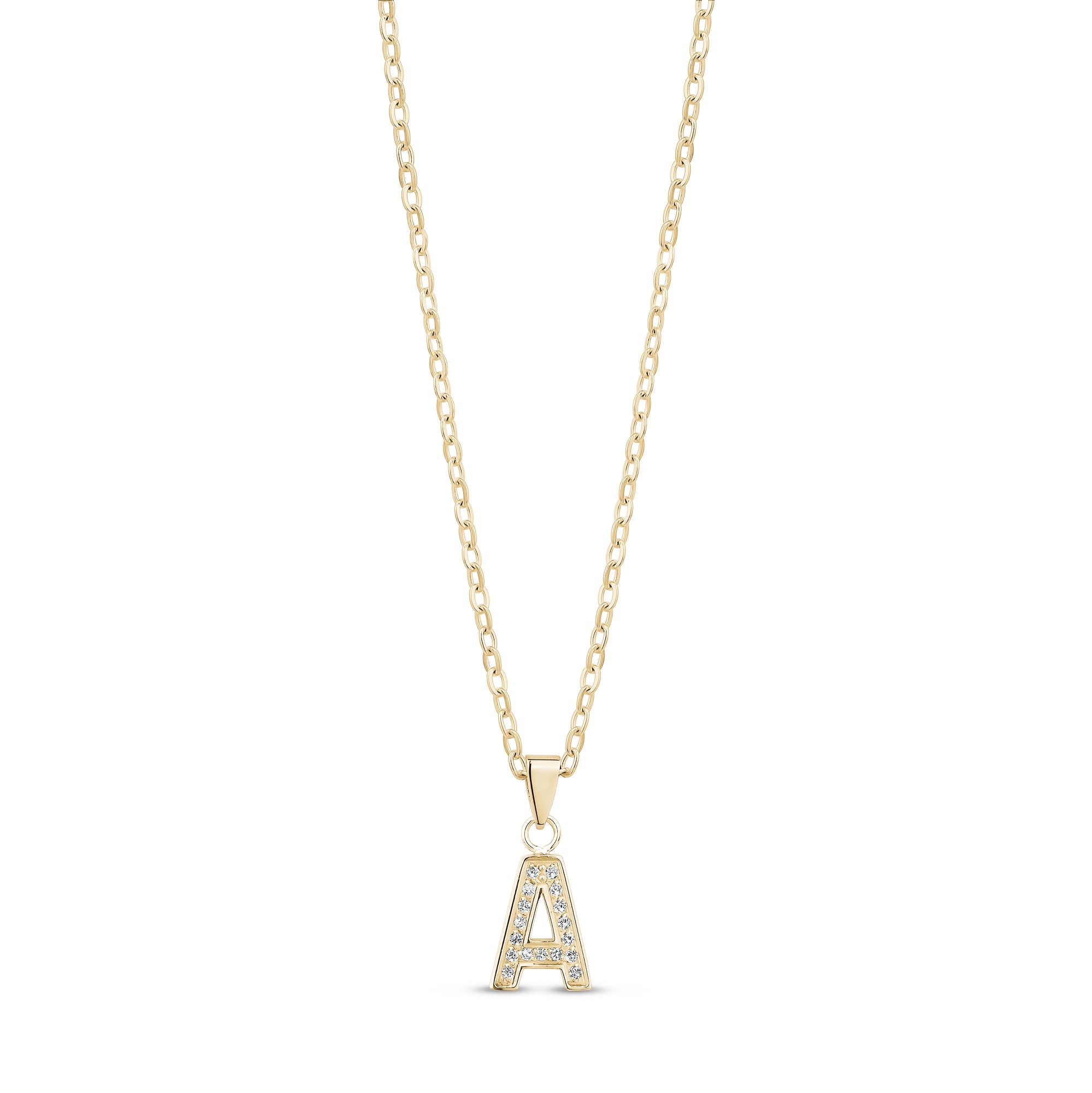 Stone-Set Initial Gold Pendant