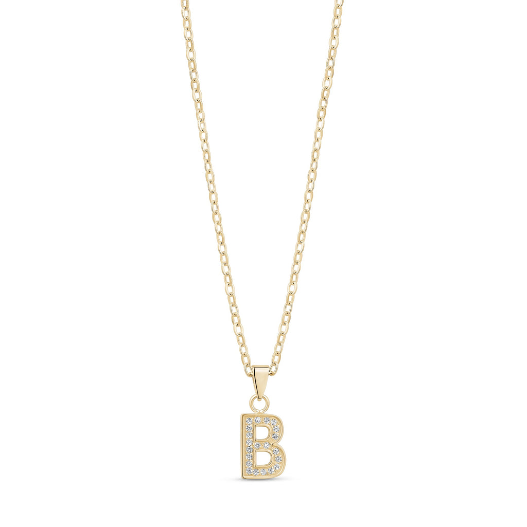Stone-Set Initial Gold Pendant