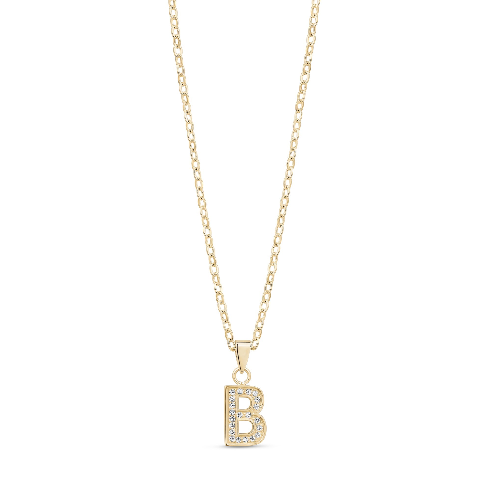 Stone-Set Initial Gold Pendant
