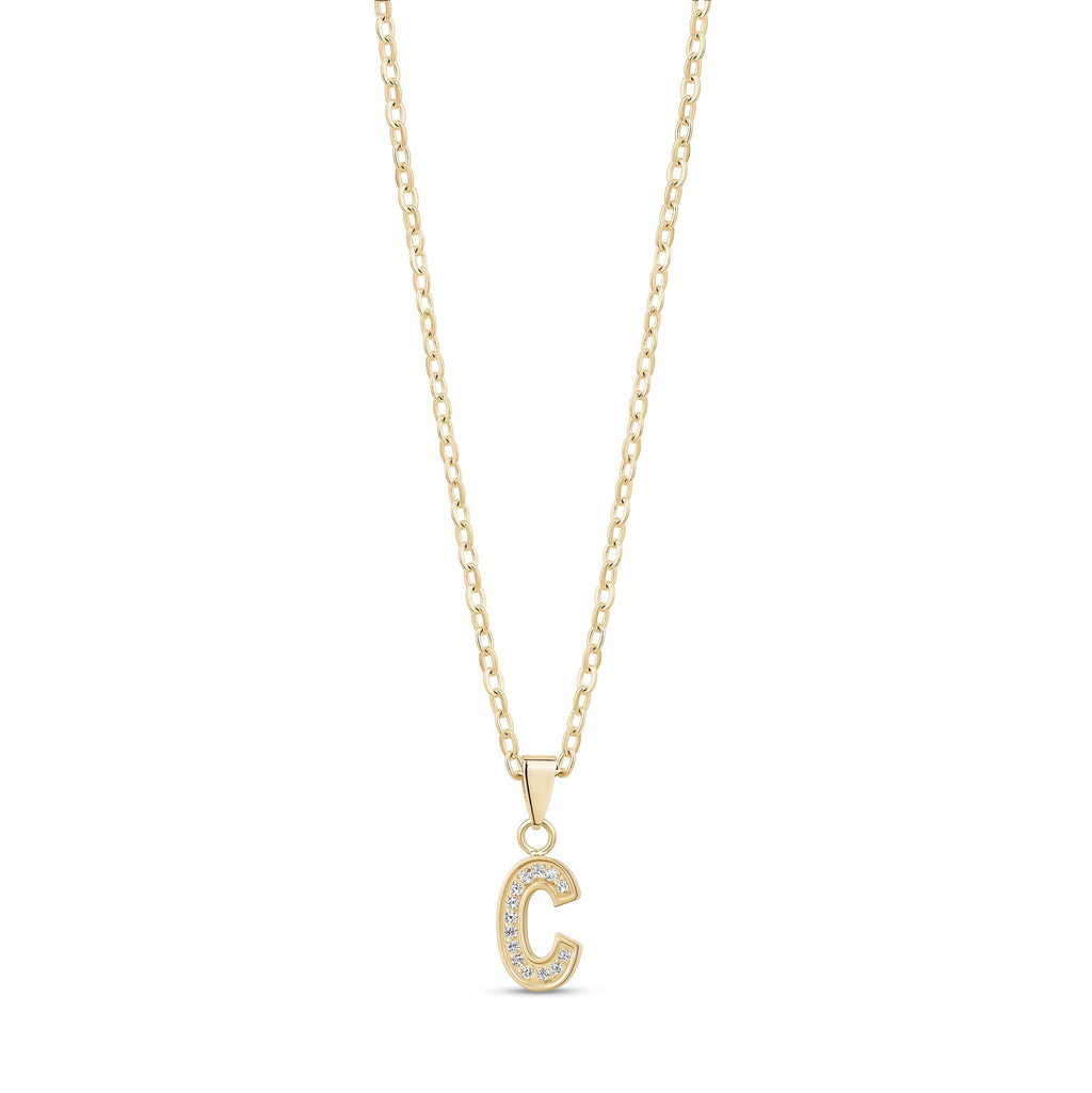 Stone-Set Initial Gold Pendant
