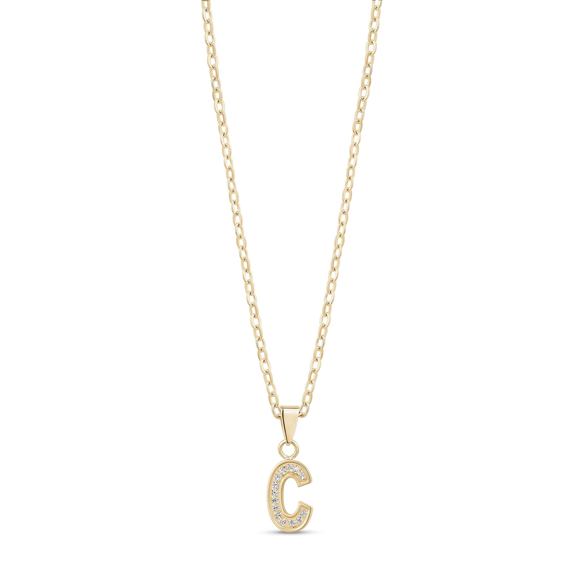 Stone-Set Initial Gold Pendant