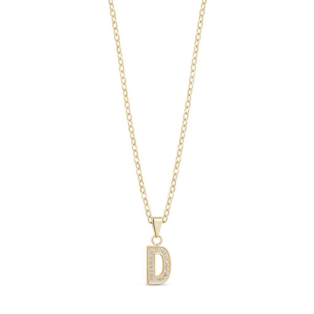 Stone-Set Initial Gold Pendant