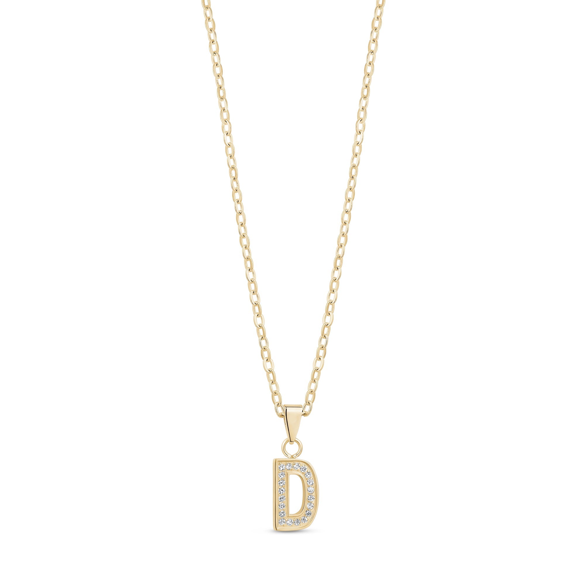 Stone-Set Initial Gold Pendant