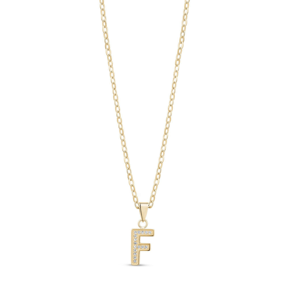 Stone-Set Initial Gold Pendant