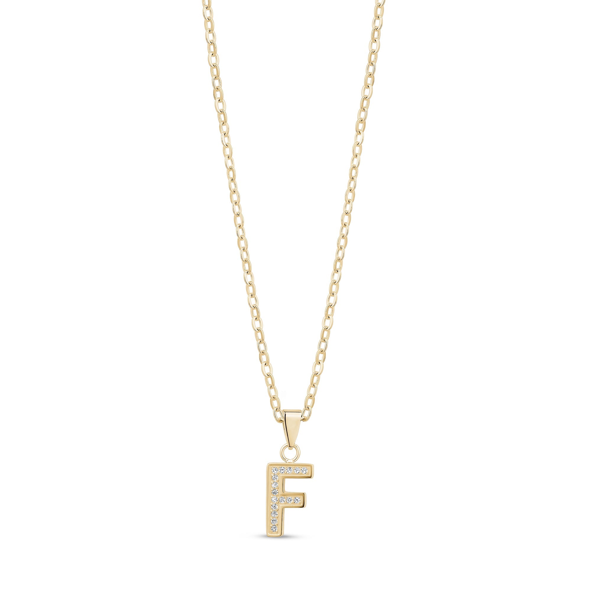 Stone-Set Initial Gold Pendant