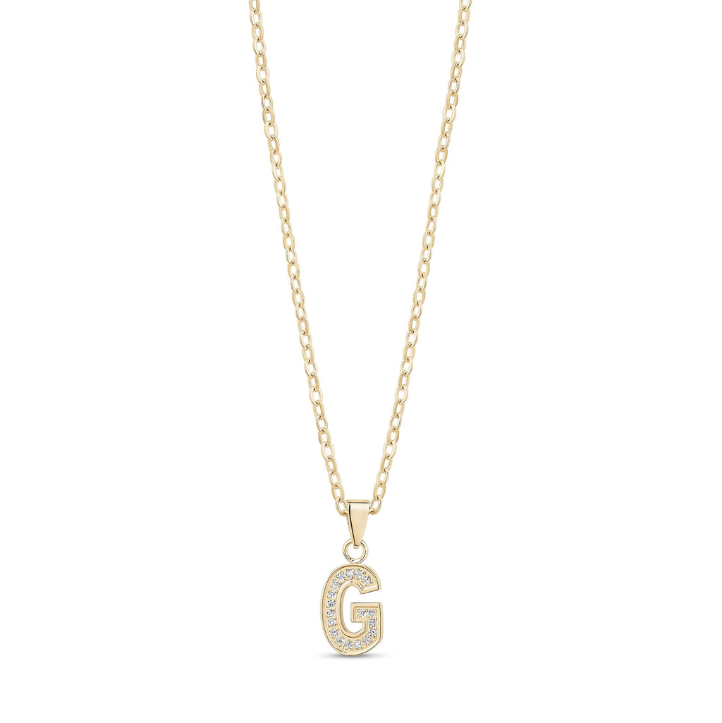 Stone-Set Initial Gold Pendant