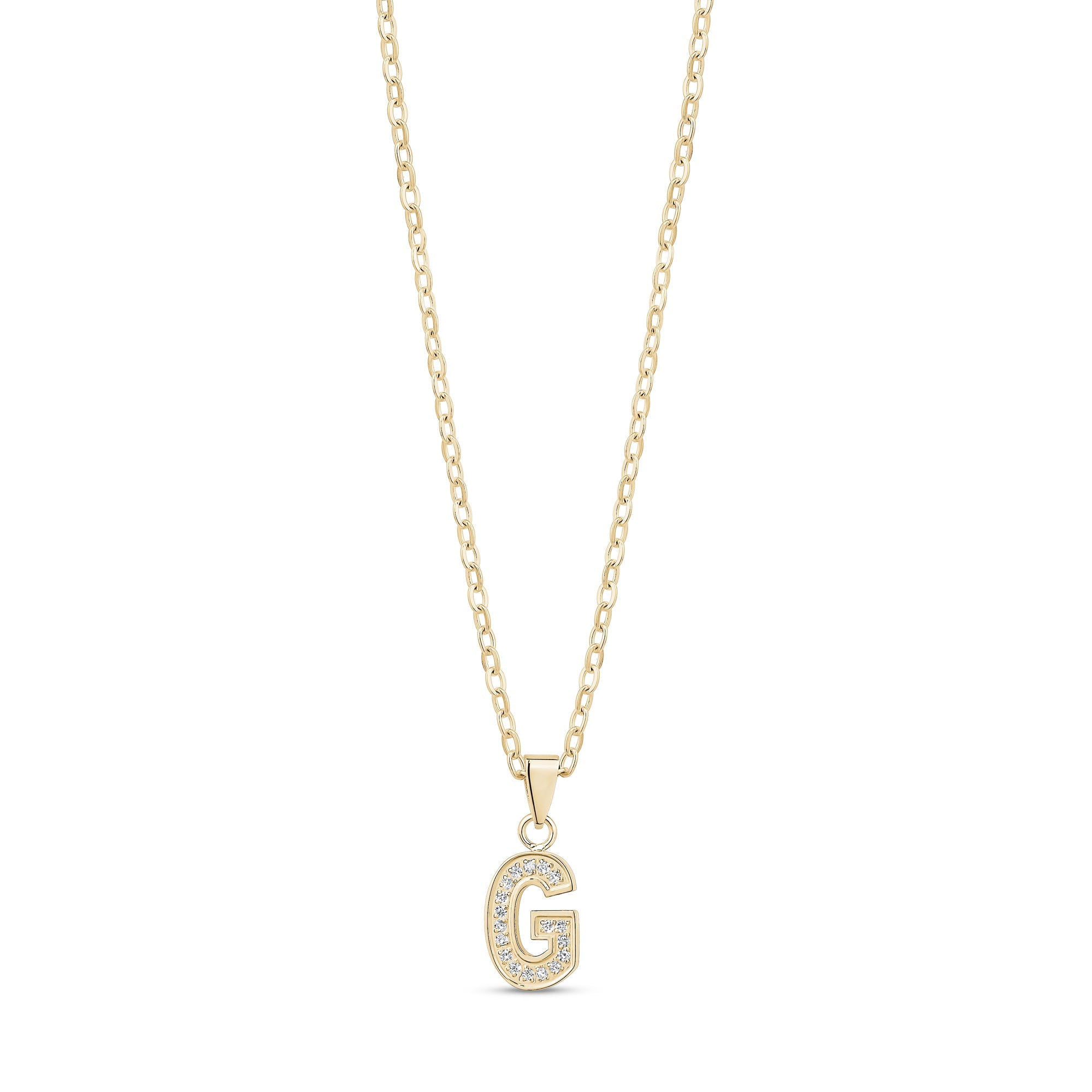 Stone-Set Initial Gold Pendant