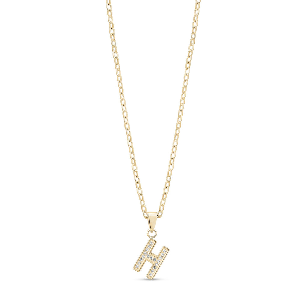 Stone-Set Initial Gold Pendant
