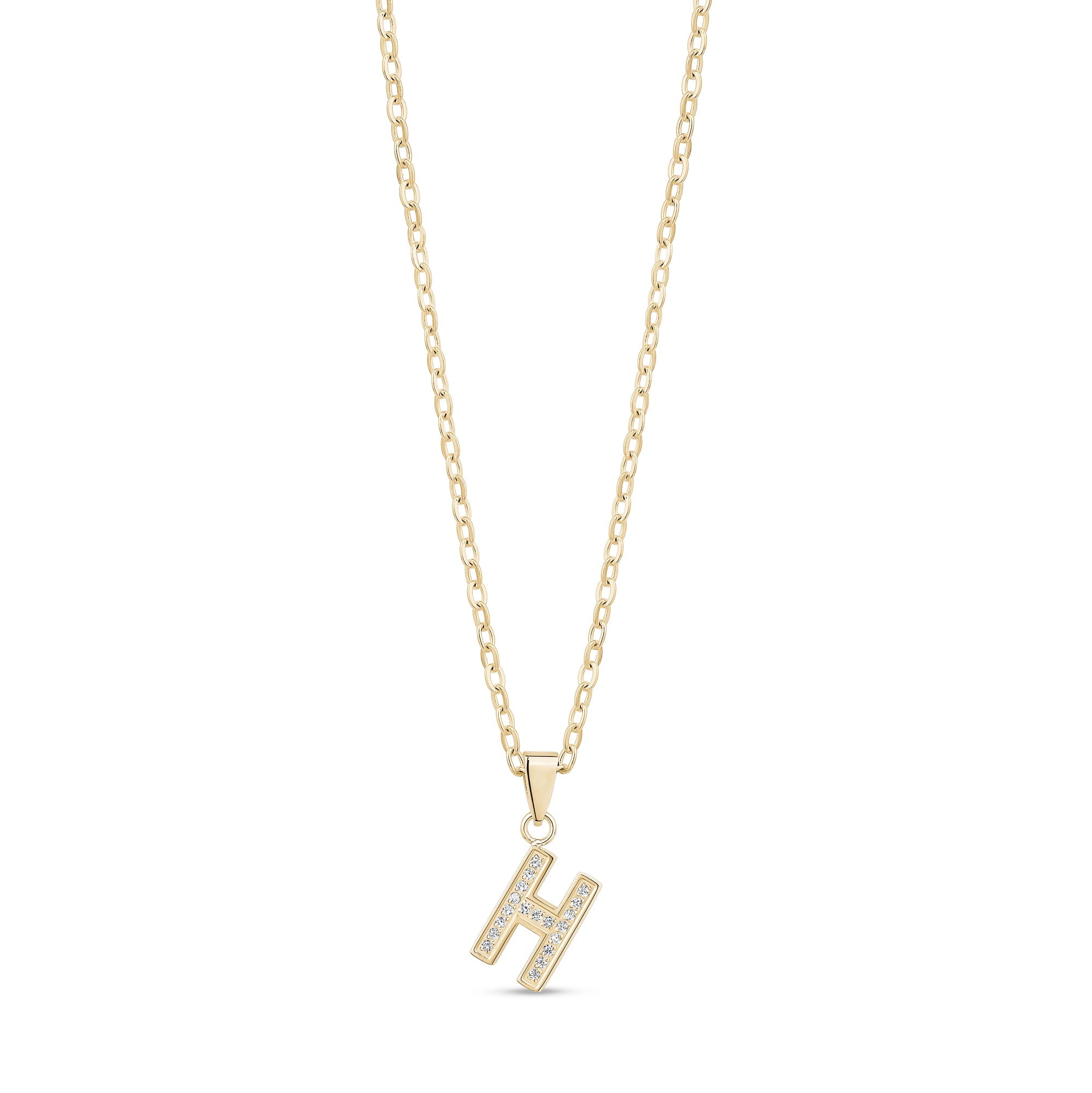 Stone-Set Initial Gold Pendant
