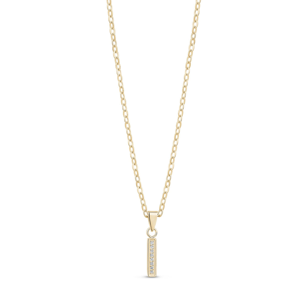 Stone-Set Initial Gold Pendant