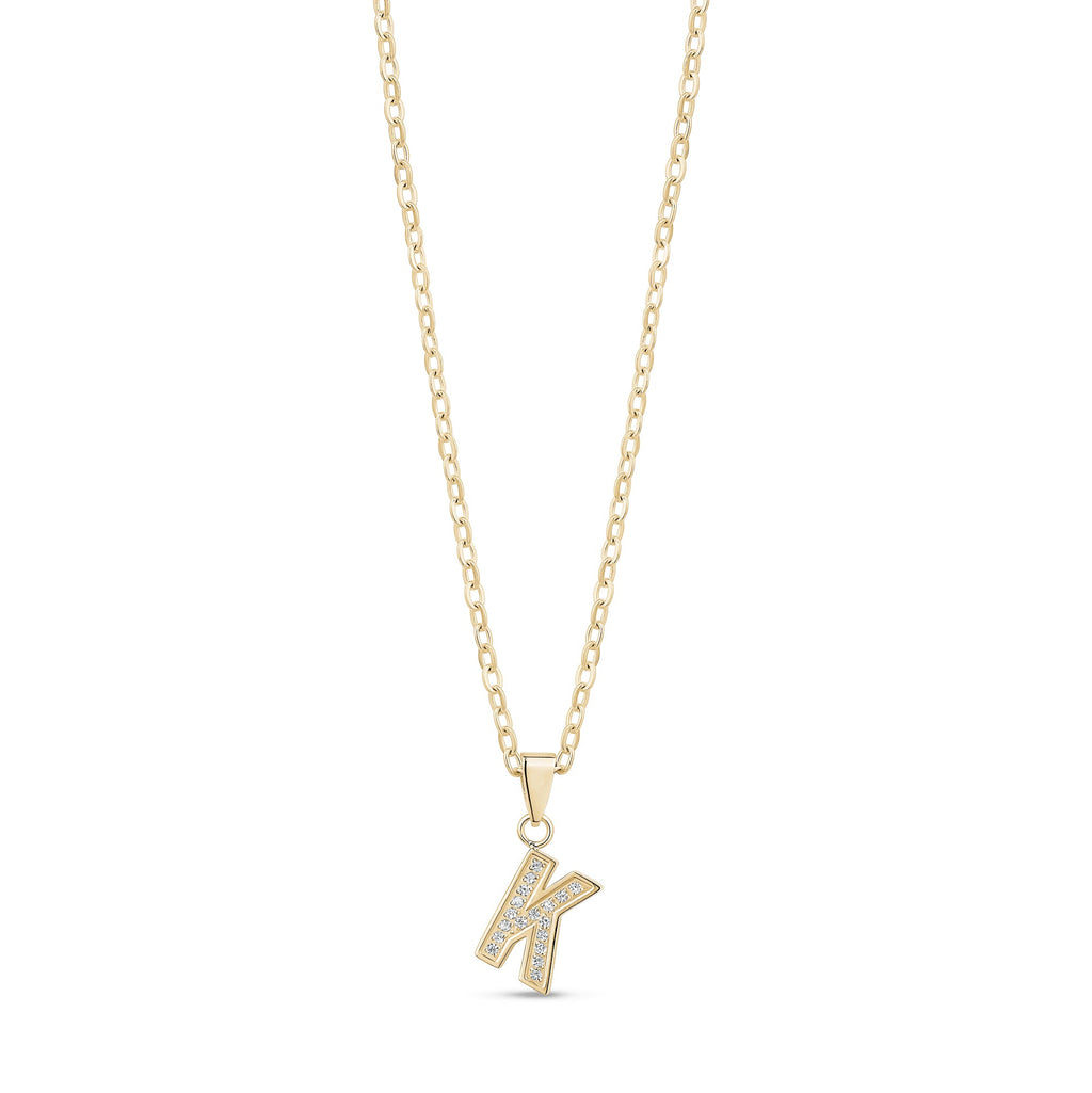 Stone-Set Initial Gold Pendant