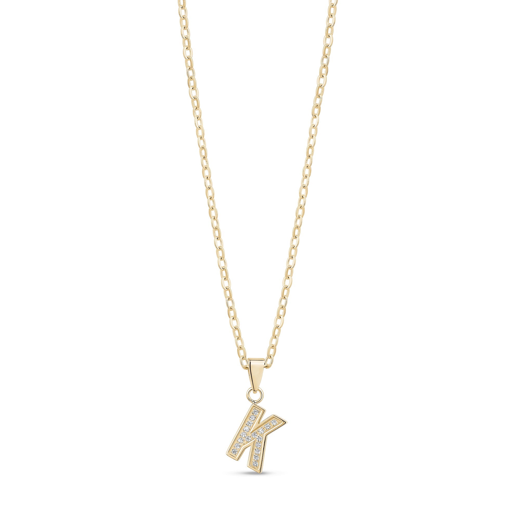 Stone-Set Initial Gold Pendant