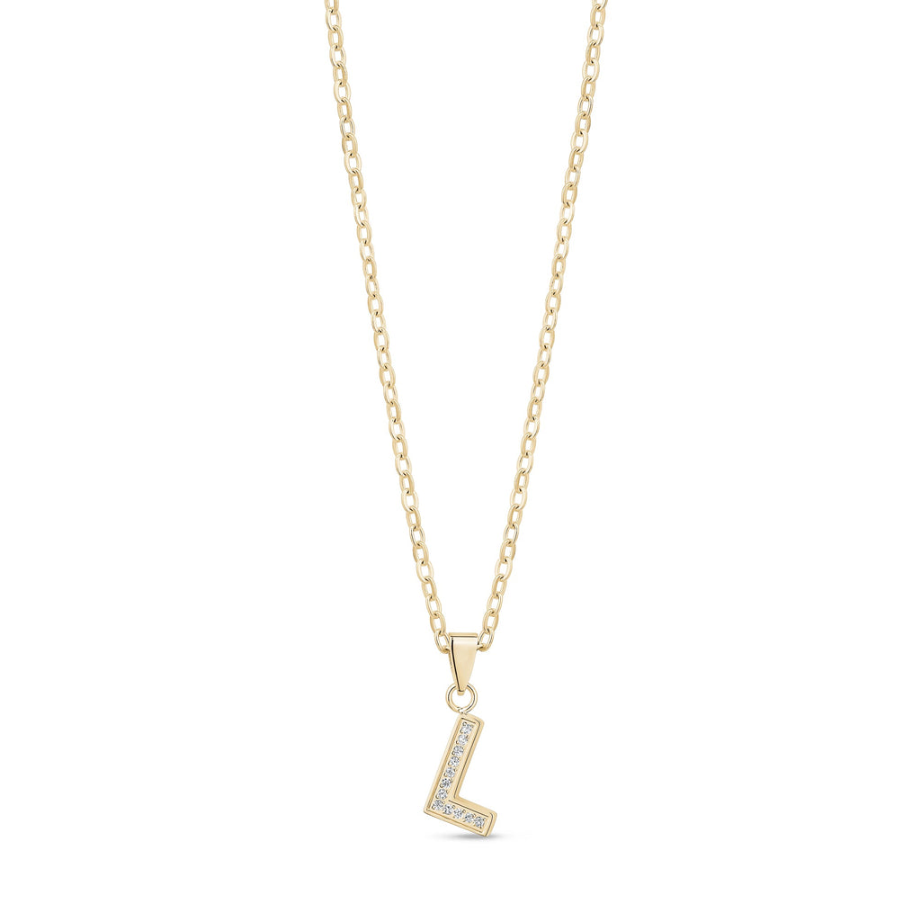 Stone-Set Initial Gold Pendant