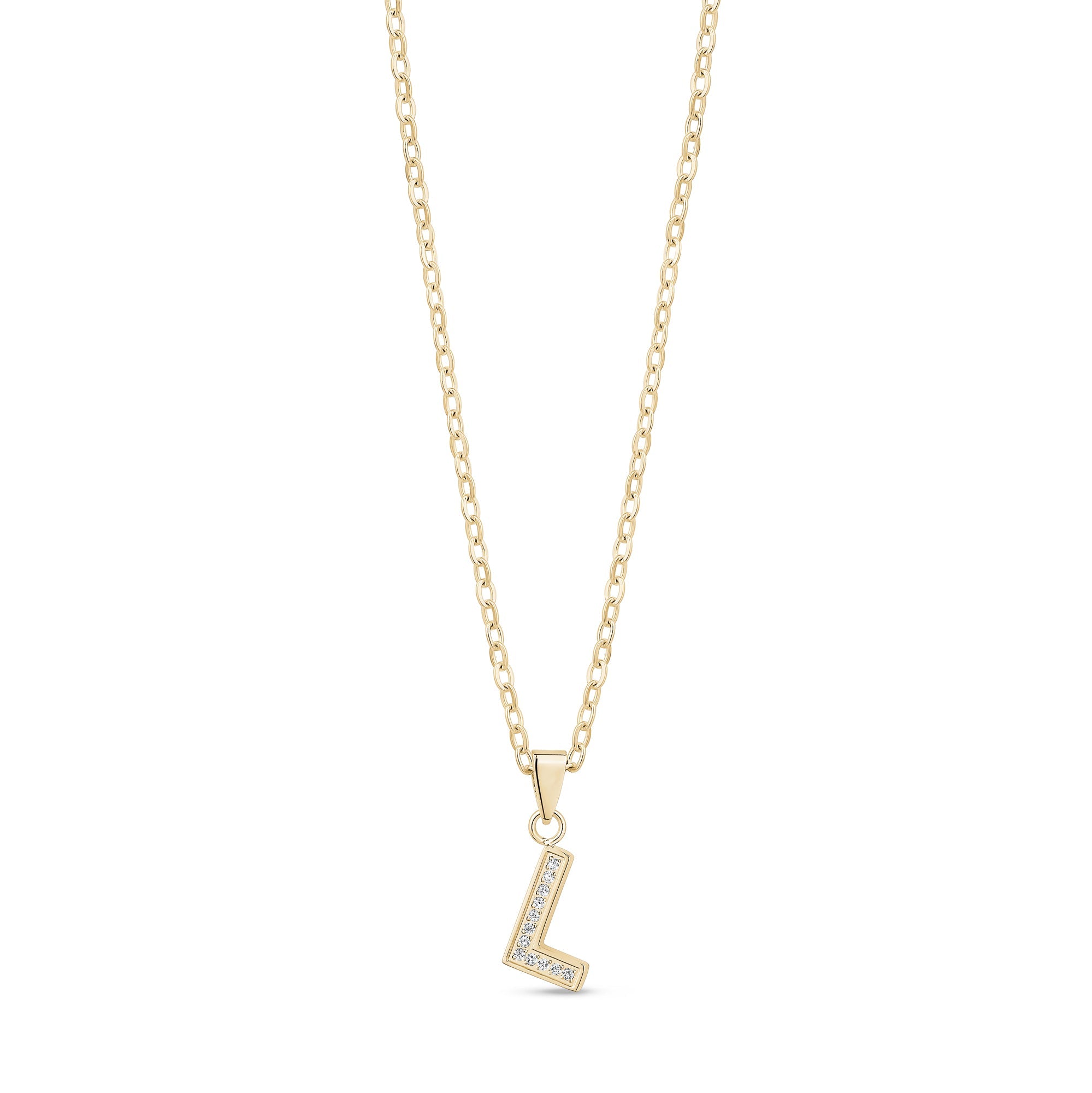 Stone-Set Initial Gold Pendant