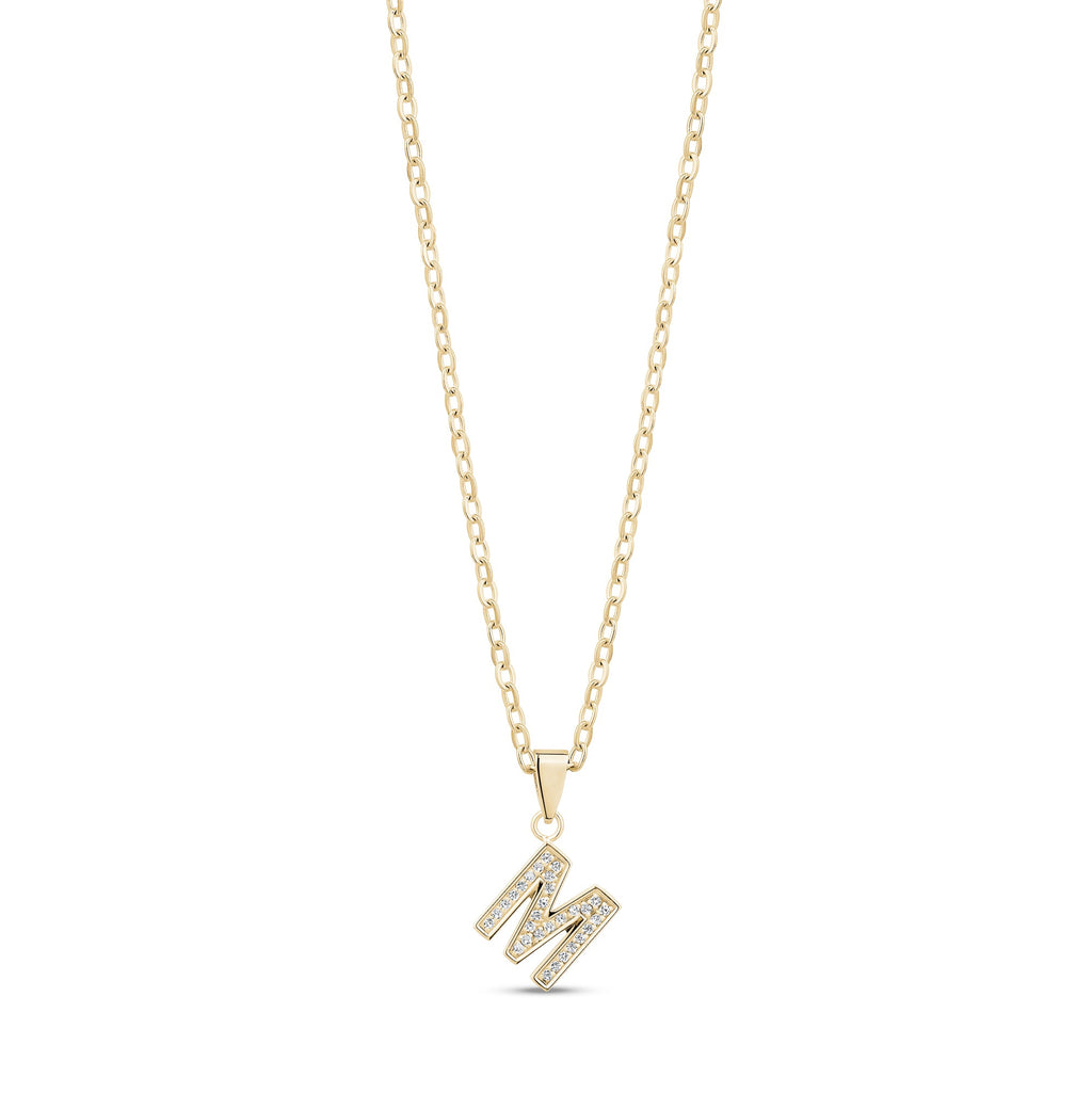 Stone-Set Initial Gold Pendant