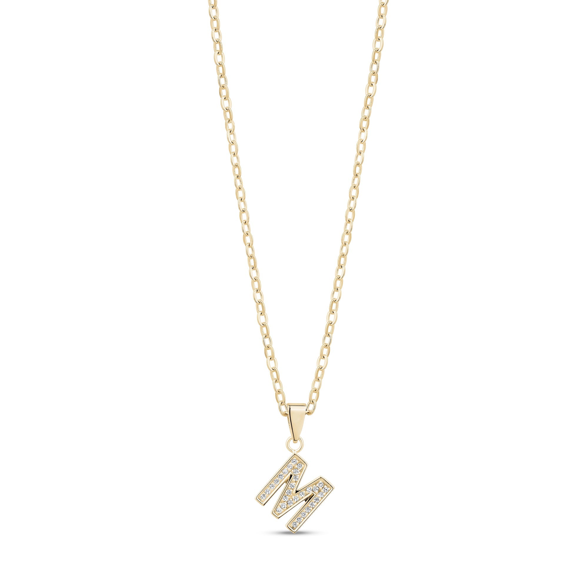 Stone-Set Initial Gold Pendant