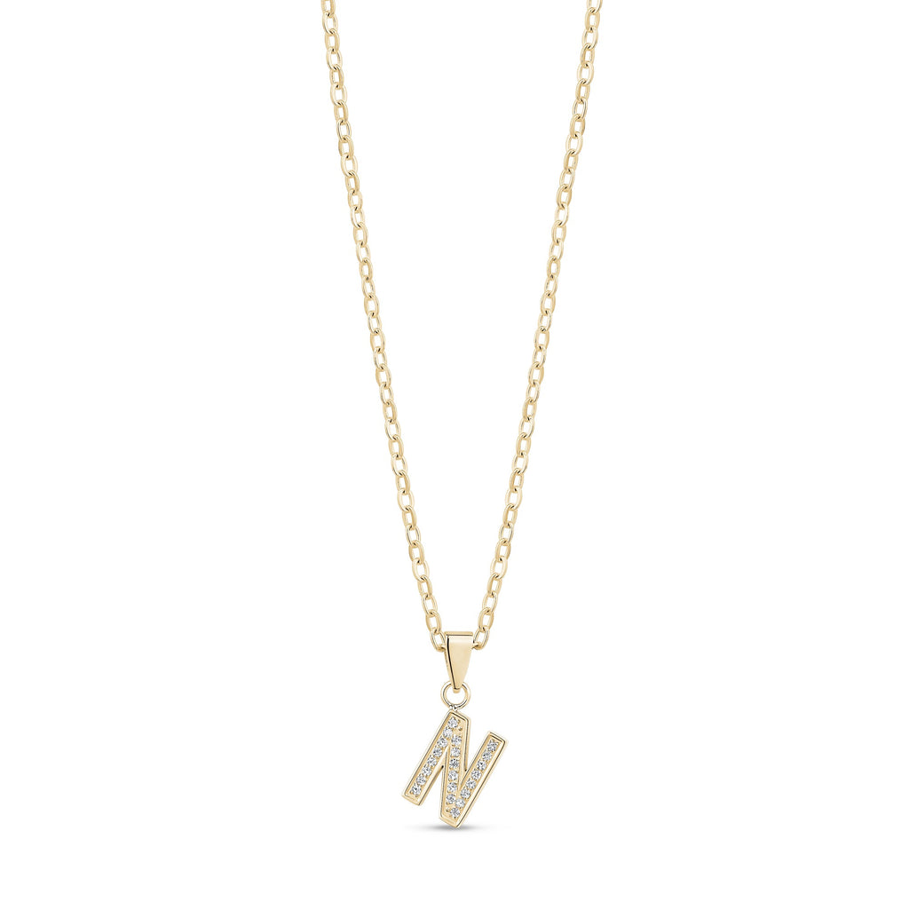 Stone-Set Initial Gold Pendant