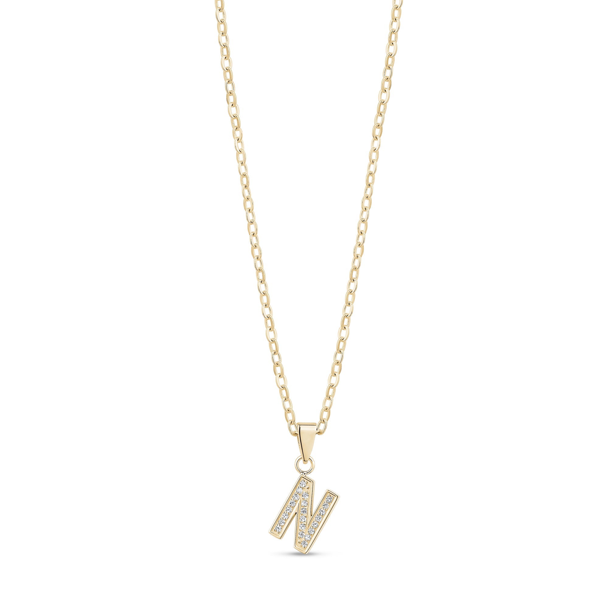 Stone-Set Initial Gold Pendant