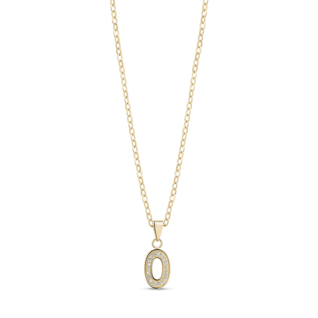 Stone-Set Initial Gold Pendant