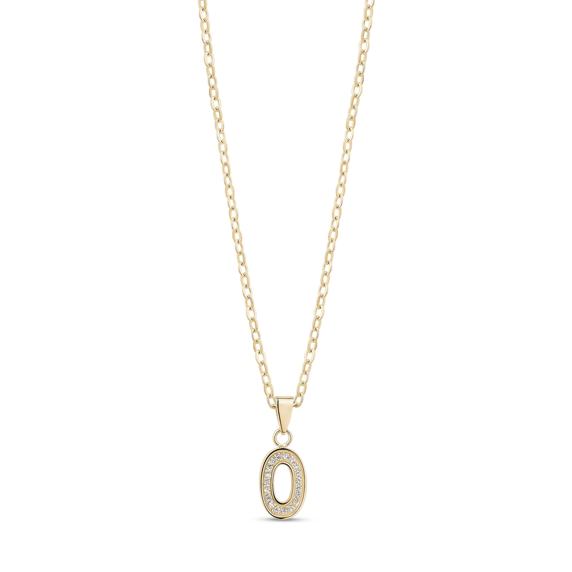 Stone-Set Initial Gold Pendant